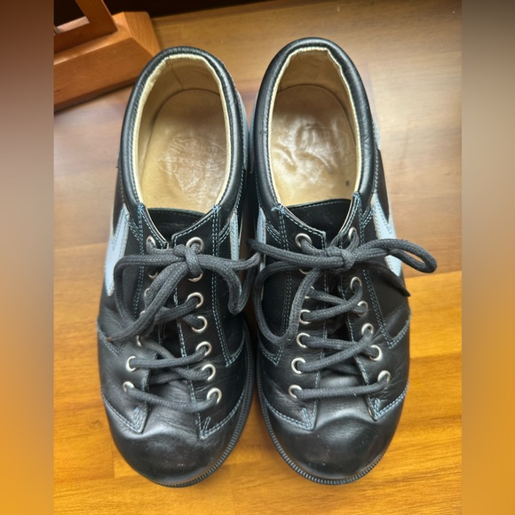 Fluevog EXCELLENT Angels Ivan vintage lace-up trainer black & light blue -W7/7.5 - Picture 11 of 16